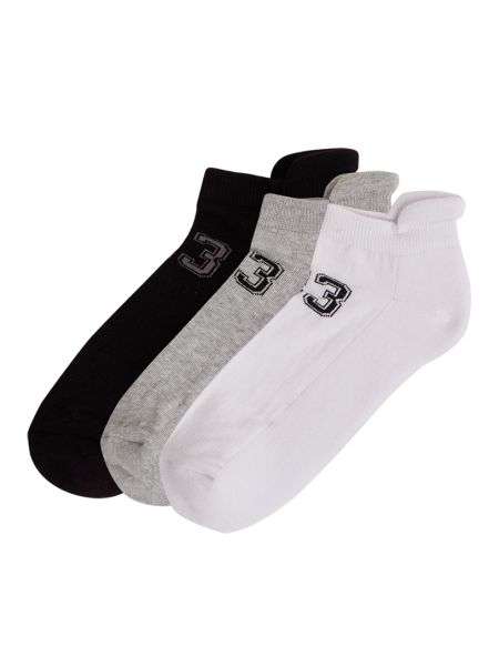 MEWE Ανδρικές Αθλητικές Κάλτσες Κοντές Set 3 τεμαχίων - 0400 Μαύρο / Γκρι / Λευκό